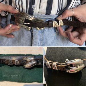 BARRY KIESELSTEIN 1981 Silver Buckle BELT Lizard